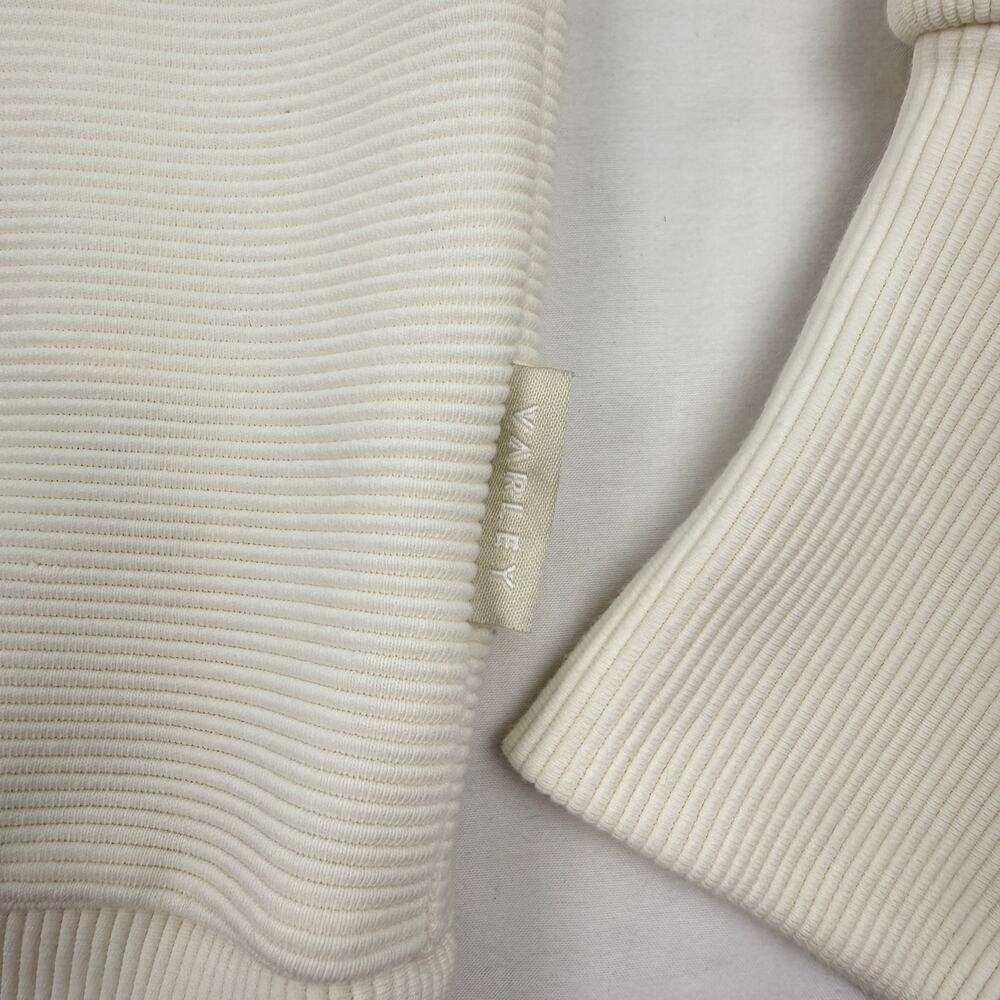 Varley Vine Half Zip Pullover Sweatshirt Medium Ivory Ottoman Knit Fabric View 6